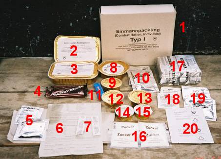 Image: A typical German military 'EPA' 24-hour ration pack